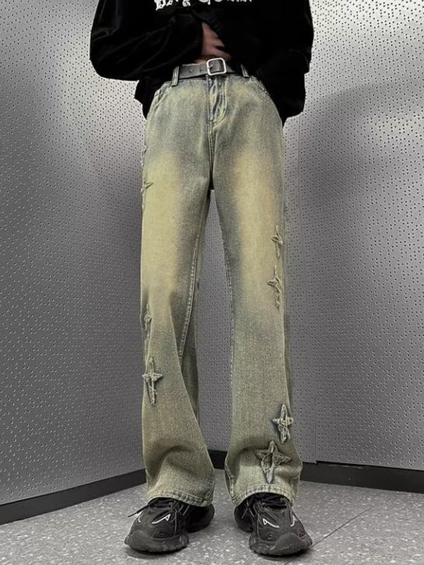 Men's Star Appliqué Jeans-1