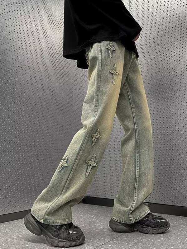 Men's Star Appliqué Jeans-4