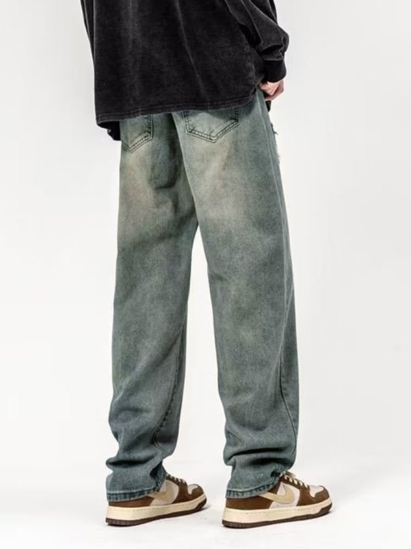 Men's Washed Distressed Appliqué Jeans-1