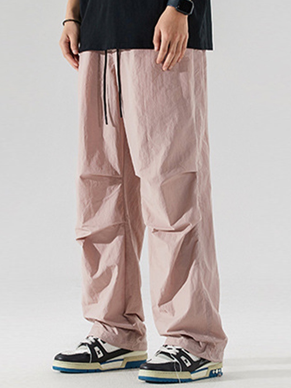 Men's Pleated Drawstring Loose Wide Leg Pants-3