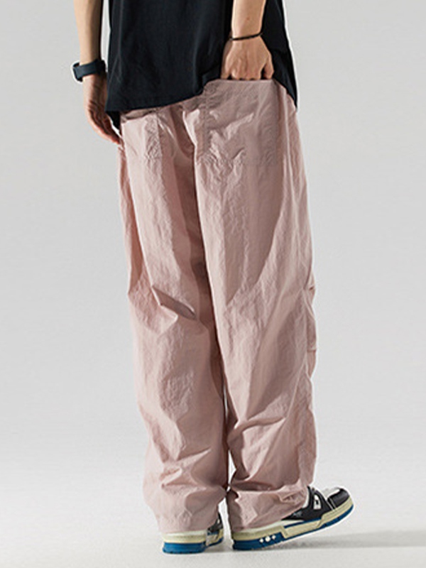 Men's Pleated Drawstring Loose Wide Leg Pants-2