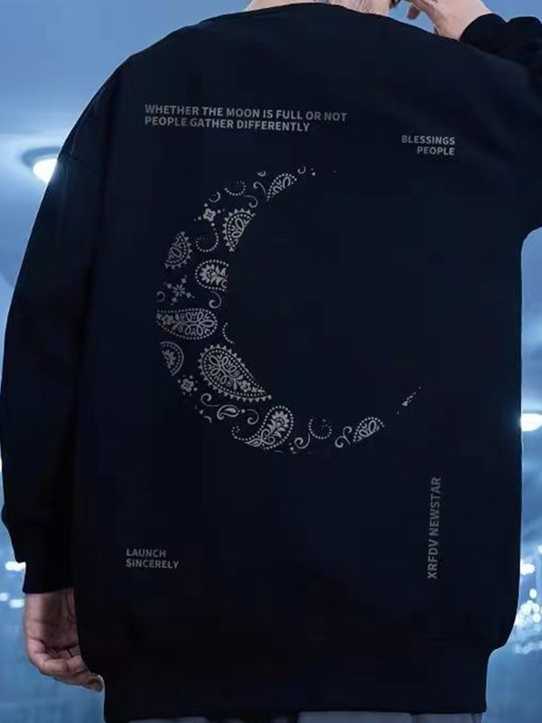 Men's Moon Shape Print Sweatshirt-2