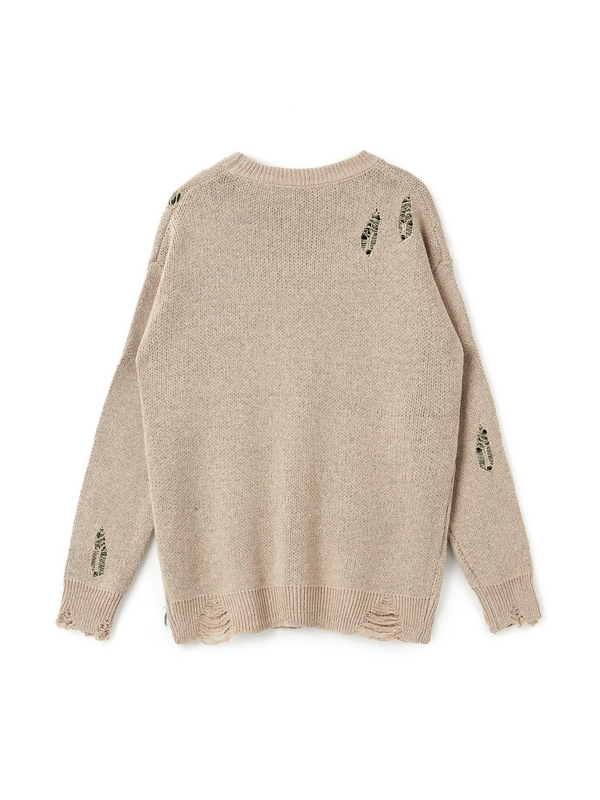 Men's Letter Print Ripped Design Sweater-1