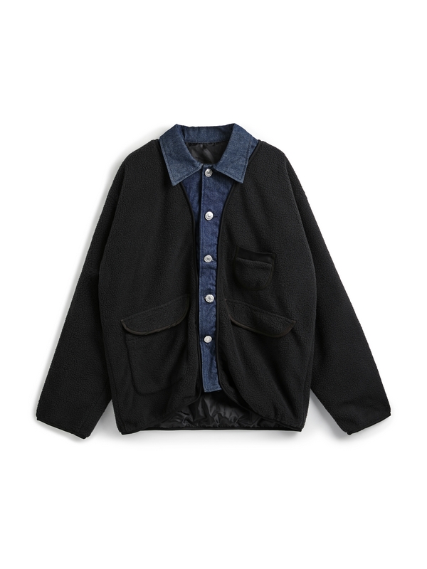 Men's Lambswool Splice Fake Two Piece Jacket-8