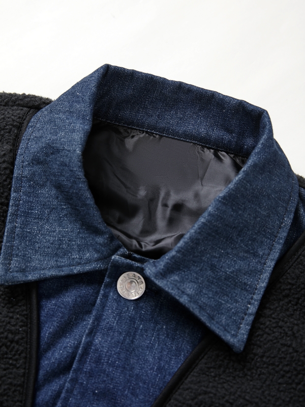 Men's Lambswool Splice Fake Two Piece Jacket-3