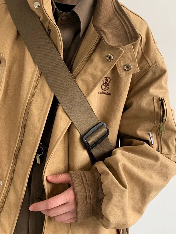 Men's Vintage Embroidery Lapel Neck Splice Jacket-5