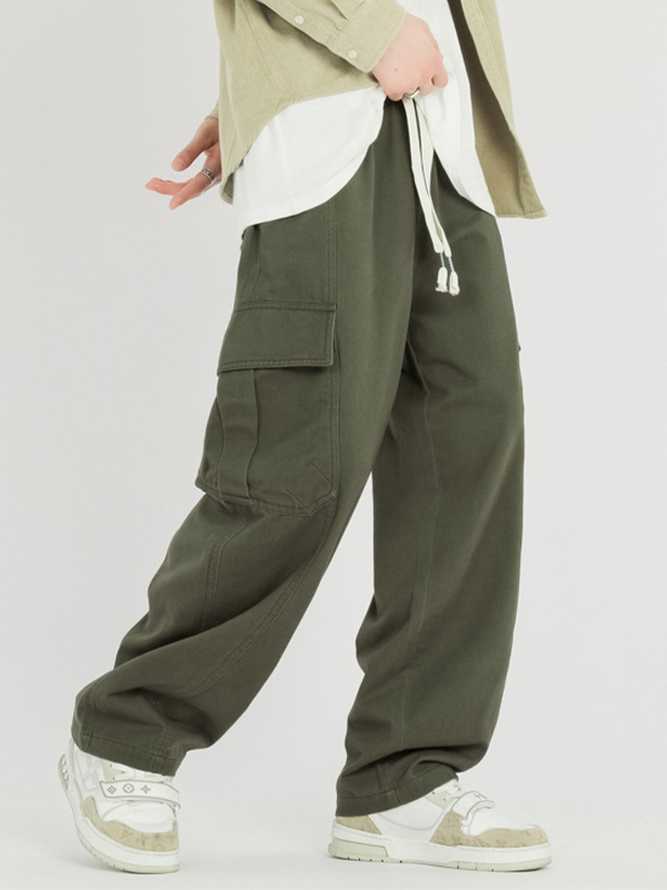 Men's Big Pocket Drawstring Cargo Pants-2