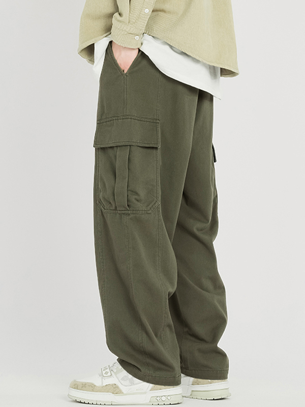 Men's Big Pocket Drawstring Cargo Pants-1