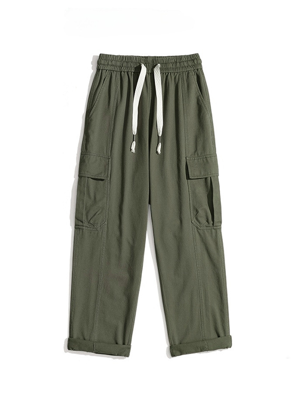 Men's Big Pocket Drawstring Cargo Pants-5
