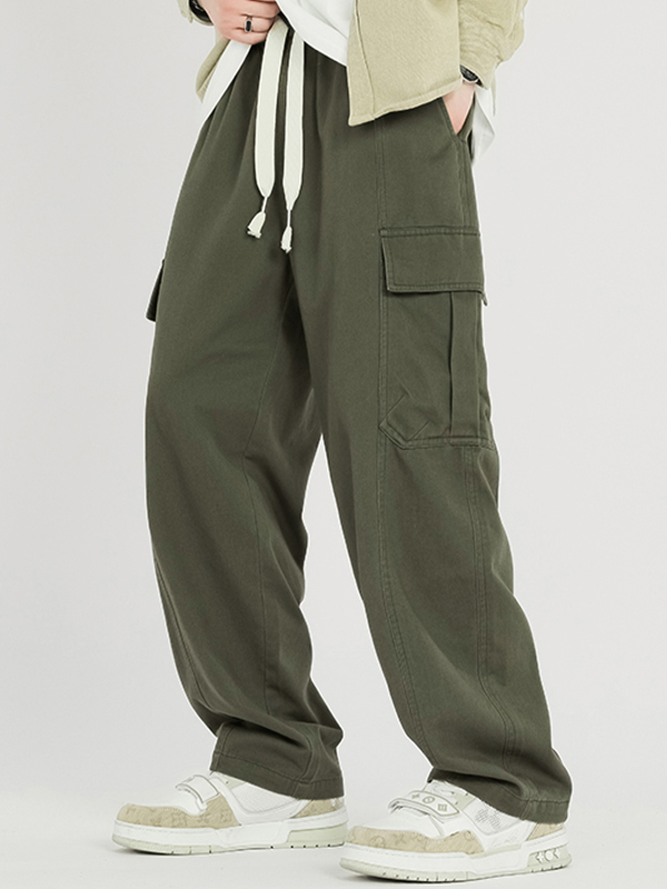 Men's Big Pocket Drawstring Cargo Pants-3
