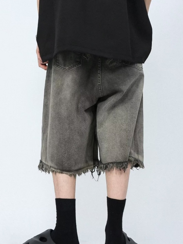 Men's Distressed Ombre Ripped Raw Trim Shorts-4