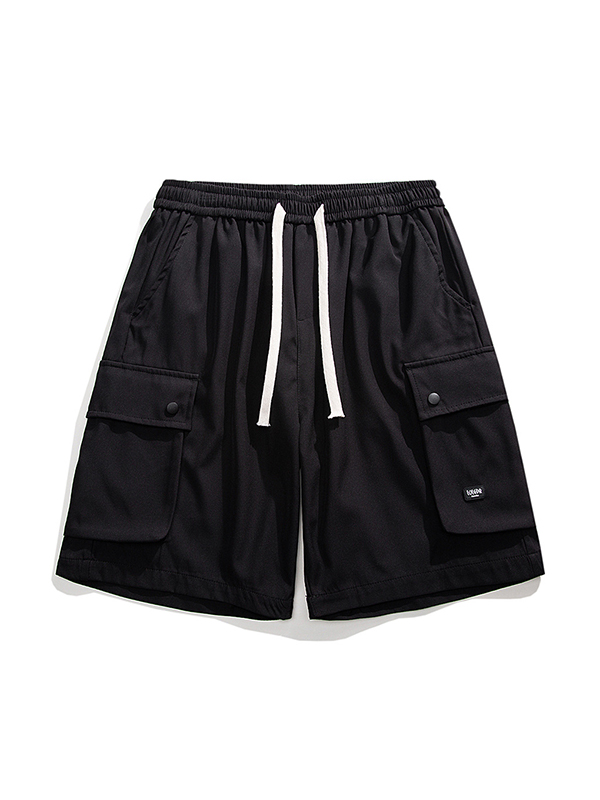 Men's Solid Multi Pocket Quick Dry Drawstring Shorts-4