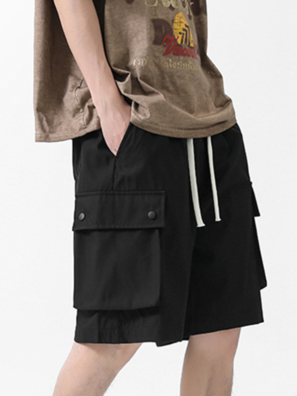 Men's Solid Multi Pocket Quick Dry Drawstring Shorts-1