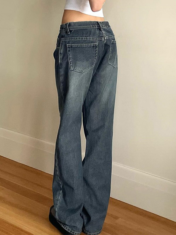 Washed Cross Print Boyfriend Jeans-2