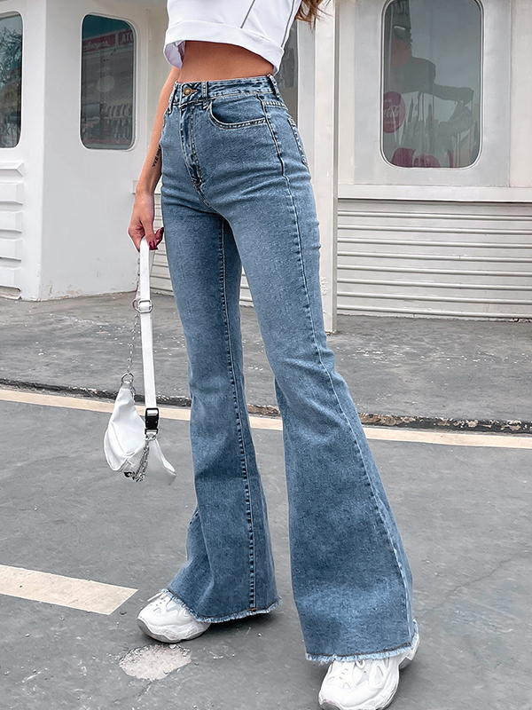 Washed High Waist Stretchy Flare Jeans-2