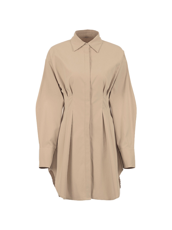 Fold Pleated Detail Shirt Mini Dress-4