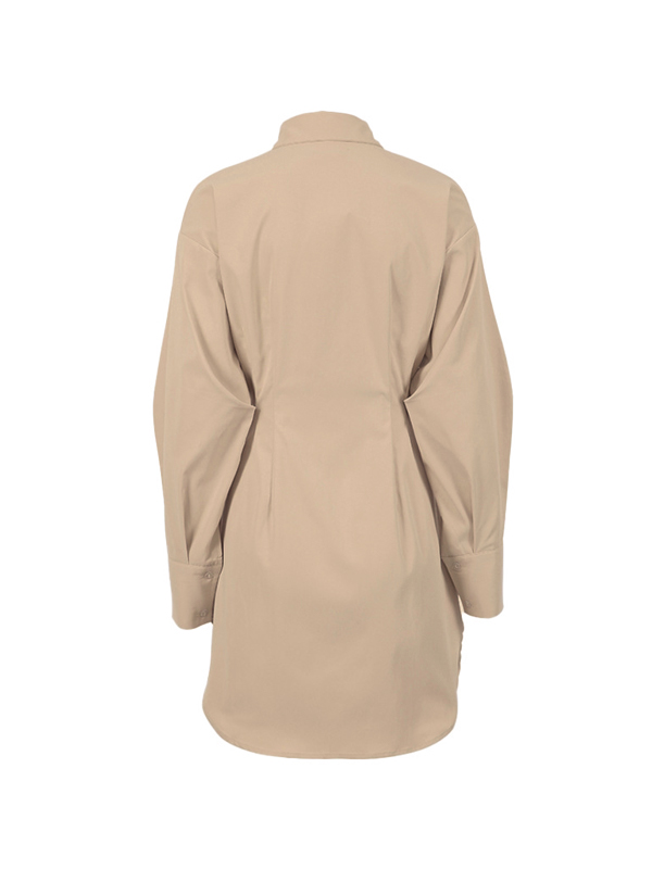 Fold Pleated Detail Shirt Mini Dress-5