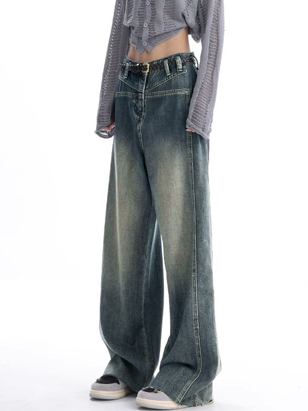 Vintage Wash Raw Trim Boyfriend Jeans-2