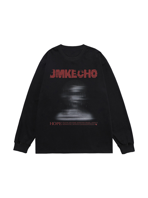 Men's Street Blurred Portrait Print Wash Sweatshirt-3