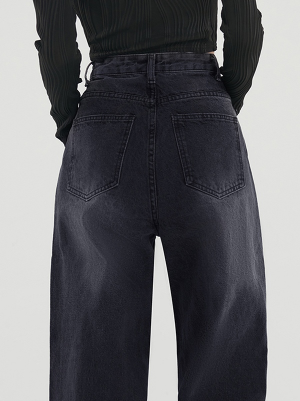 Dark Wash Vintage Baggy Boyfriend Jeans-3