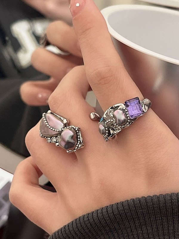 Vintage Irregular Faux Pearl Cuff Ring-4