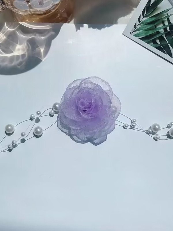 French Romantic Flower Pearl Necklace-1