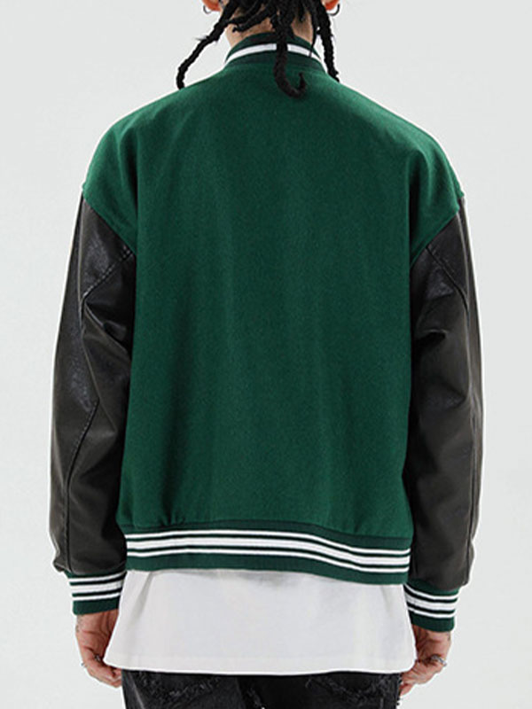 Men's Toweling Embroidered Varsity Jacket-2