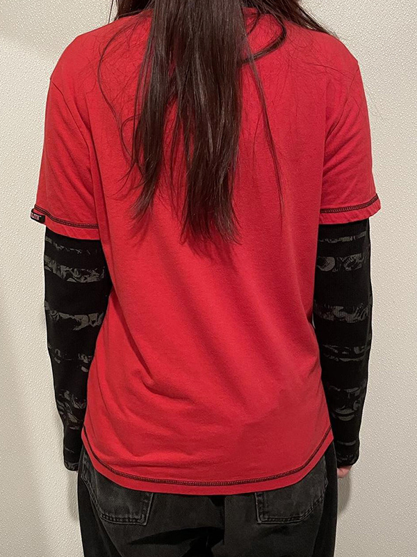 Vintage Graphic Print 2 In 1 Oversized Long Sleeve Tee-1