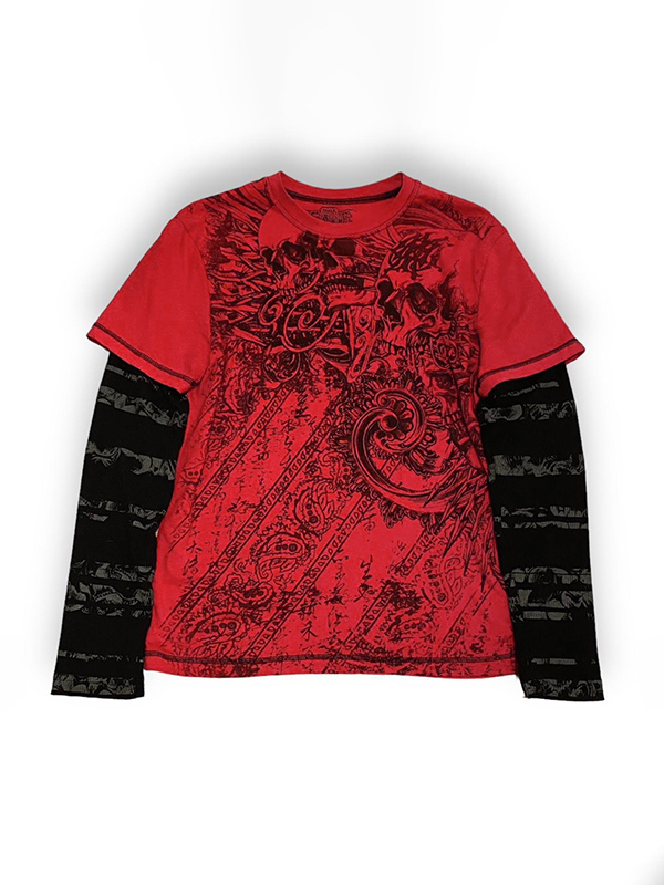 Vintage Graphic Print 2 In 1 Oversized Long Sleeve Tee-2