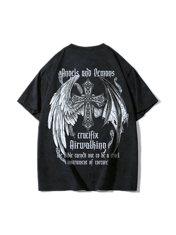 Men's Vintage Cross Print Short Sleeve Tee-1