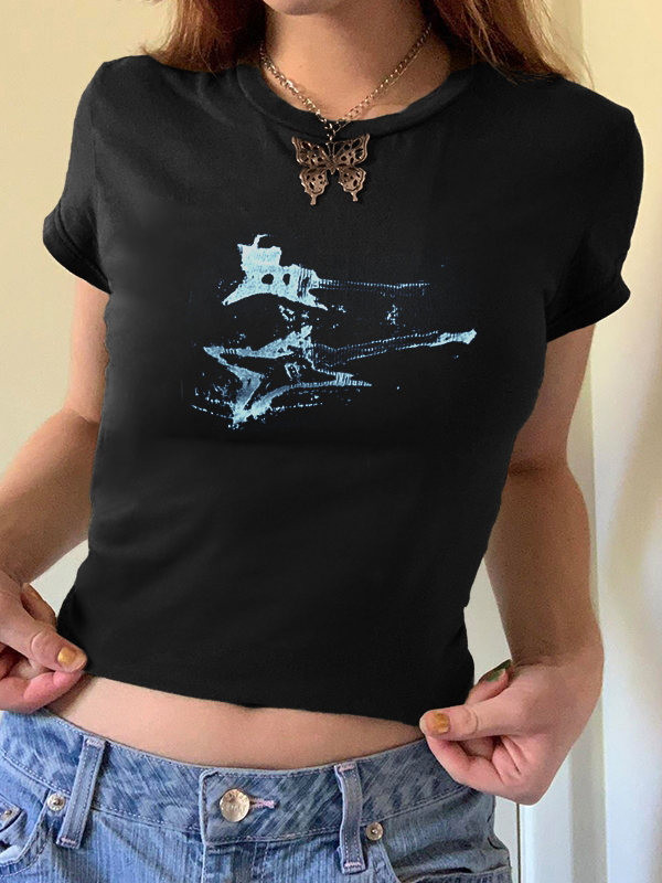 Vintage Guitar Hand Printed Tee-1