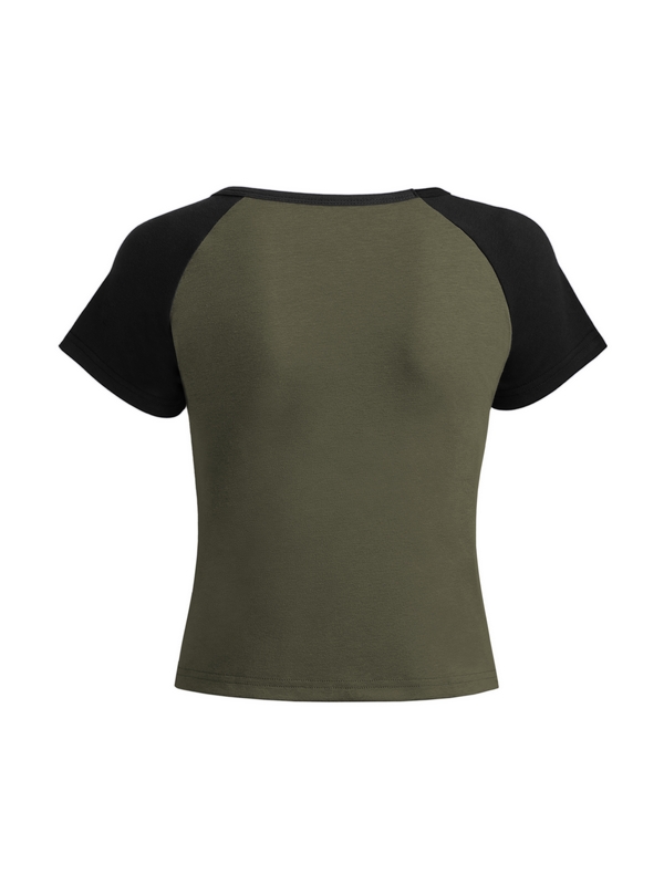 Contrast Raglan Slim Short Sleeve Tee-3