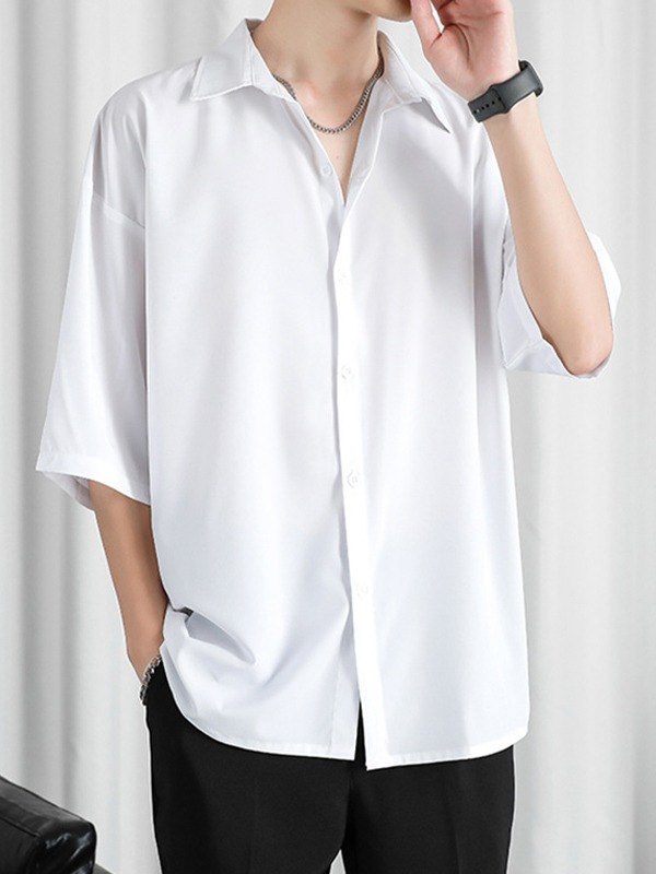 Men's Short Sleeve Buttoned Shirt-1