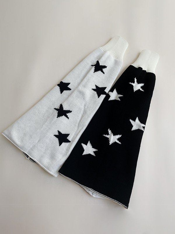 Reverse Star Jacquard Knitted Leg Warmer-5