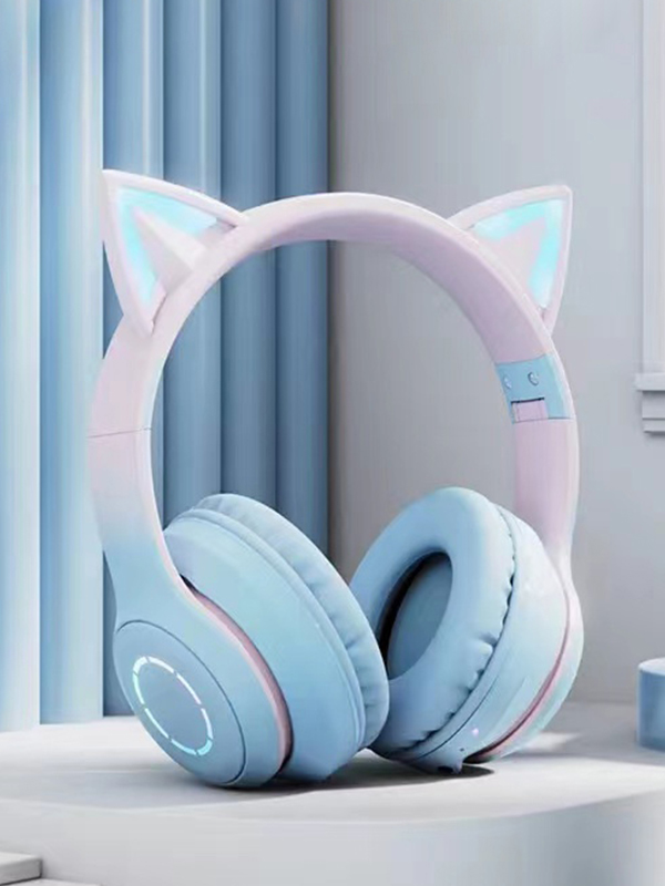 Luminous Gradient Cat Ear Bluetooth Headphone With Mic-1