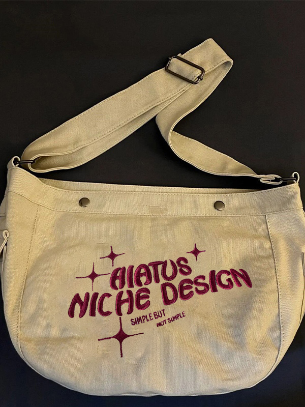 Embroidered Large Canvas Crossbody Bag-3