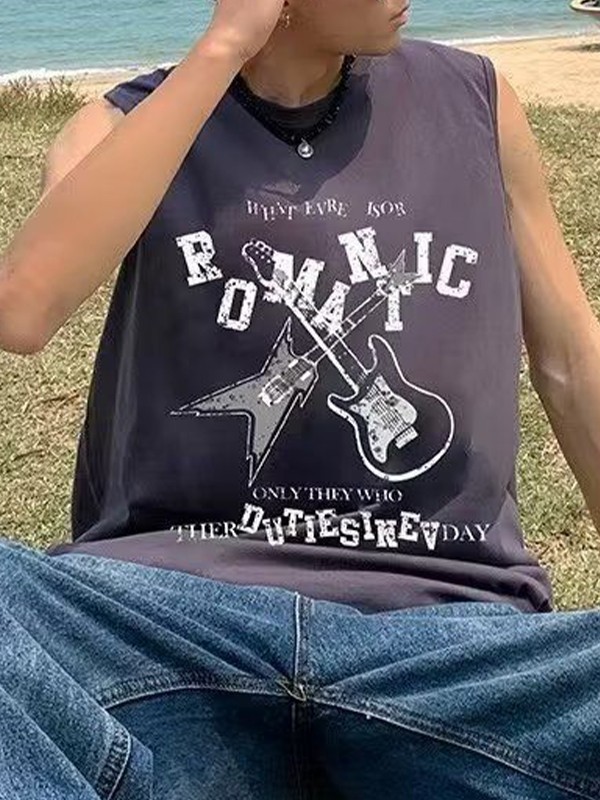 Men's Vintage Romantic Band Graphic Vest-2