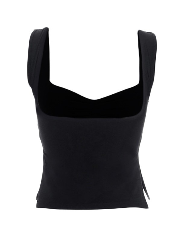 Low Cut Sleeveless Sweetheart Neck Cropped Tank Top-3