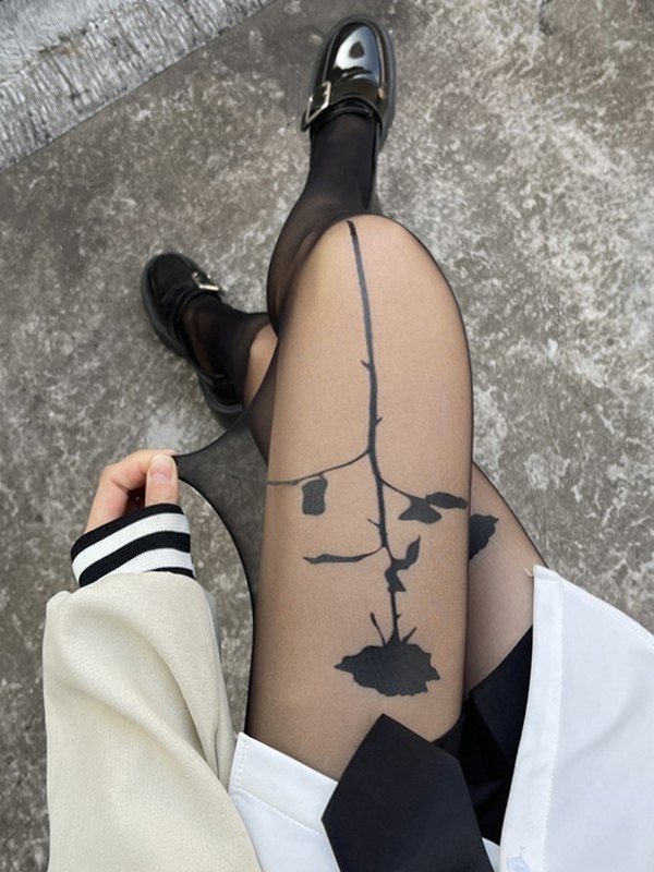 Rose Pattern Sheer Tights-4