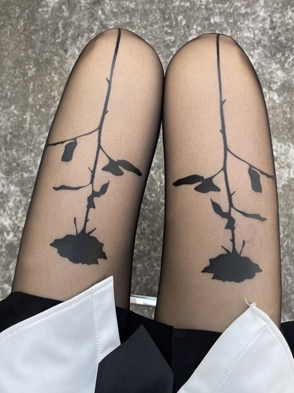 Rose Pattern Sheer Tights-3