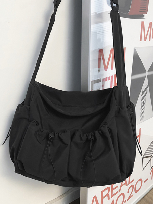 Solid Color Tooling Crossbody Bag-4