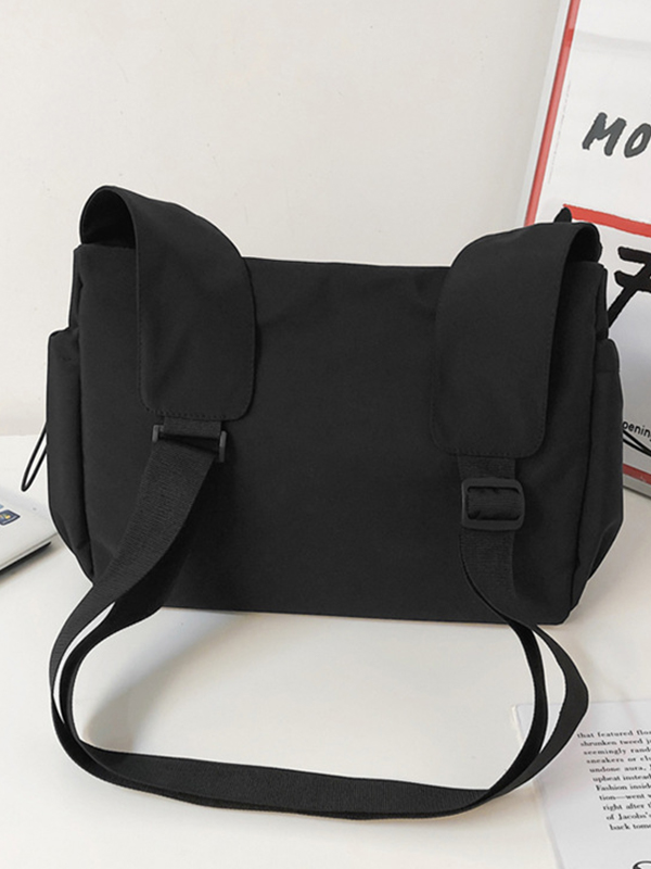 Solid Color Tooling Crossbody Bag-5