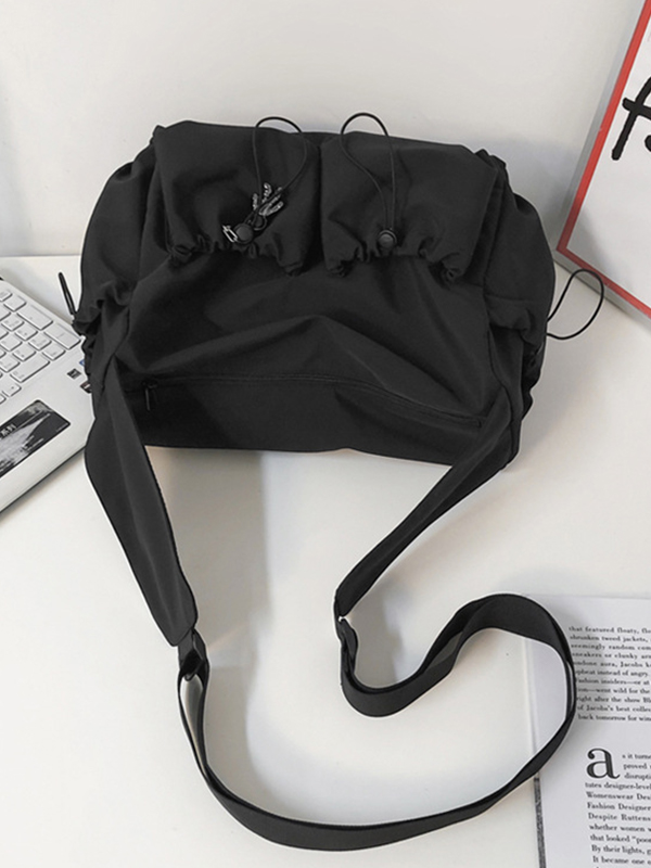 Solid Color Tooling Crossbody Bag-6