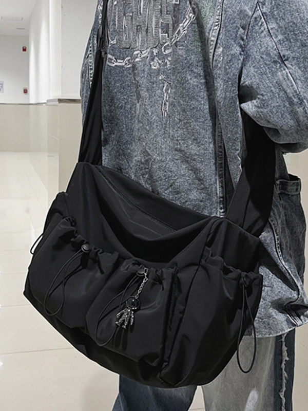 Solid Color Tooling Crossbody Bag-2