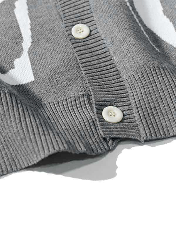Men's Cartoon Print V Neck Sweater-4