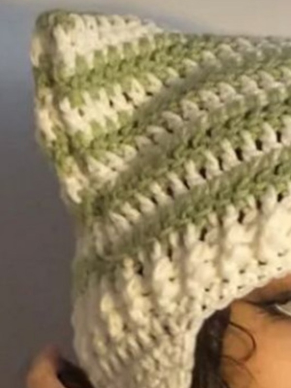 Hand Made Cat Ear Stripes Knitted Hat-1