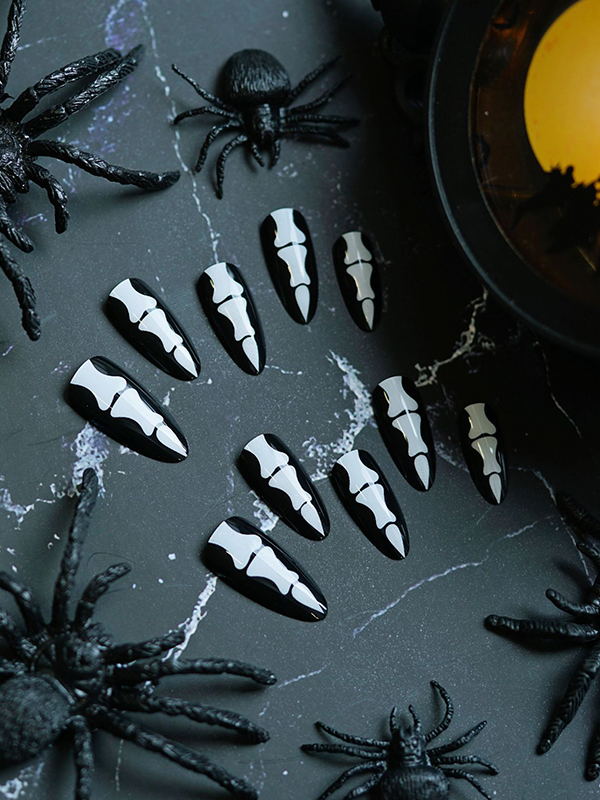 24pcs Halloween Knuckle Pattern Press On Nails-1