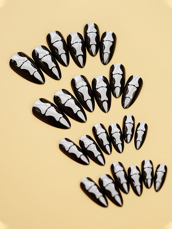 24pcs Halloween Knuckle Pattern Press On Nails-2