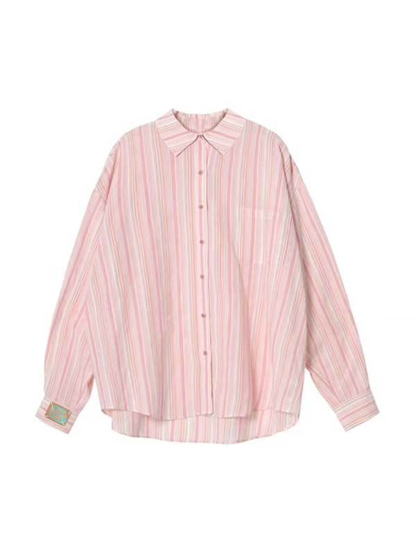 Fresh Stripe Thin Long Sleeve Blouse-4