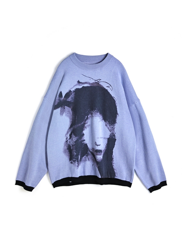 Portrait Jacquard Baggy Sweater-1